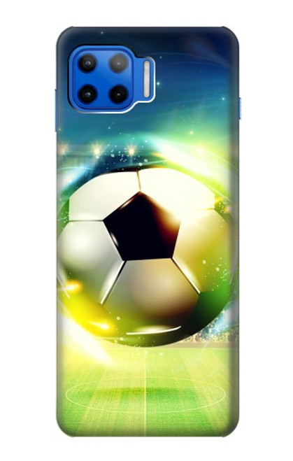 W3844 Glowing Football Soccer Ball Hülle Schutzhülle Taschen und Leder Flip für Motorola Moto G 5G Plus