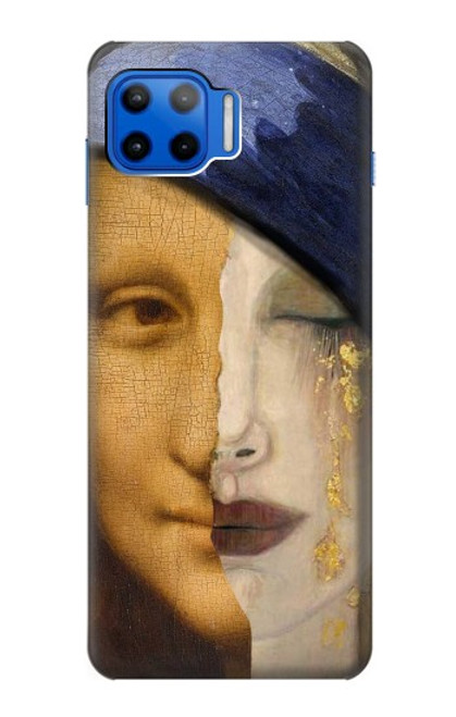 W3853 Mona Lisa Gustav Klimt Vermeer Hülle Schutzhülle Taschen und Leder Flip für Motorola Moto G 5G Plus