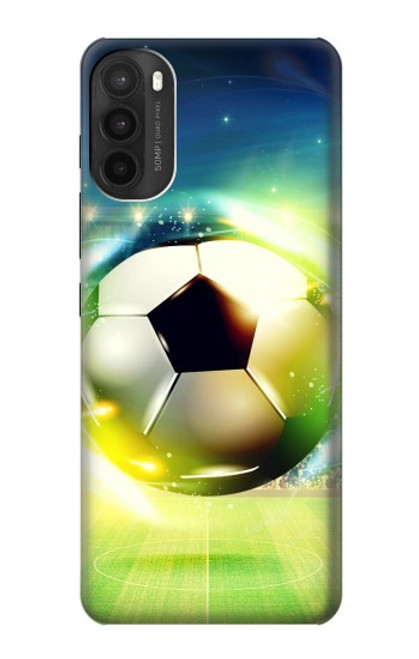 W3844 Glowing Football Soccer Ball Hülle Schutzhülle Taschen und Leder Flip für Motorola Moto G71 5G