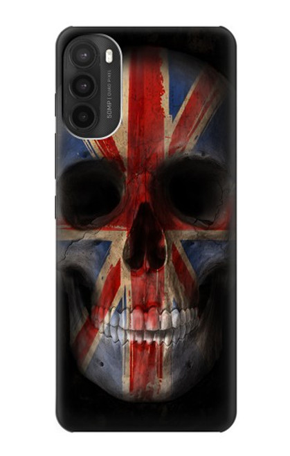 W3848 United Kingdom Flag Skull Hülle Schutzhülle Taschen und Leder Flip für Motorola Moto G71 5G