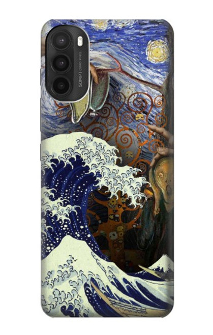 W3851 World of Art Van Gogh Hokusai Da Vinci Hülle Schutzhülle Taschen und Leder Flip für Motorola Moto G71 5G