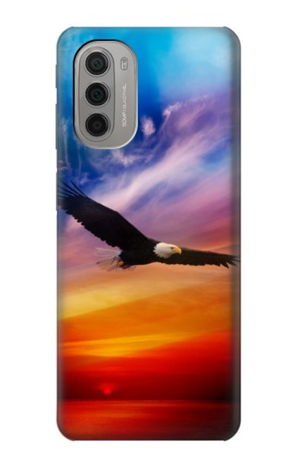 W3841 Bald Eagle Flying Colorful Sky Hülle Schutzhülle Taschen und Leder Flip für Motorola Moto G51 5G