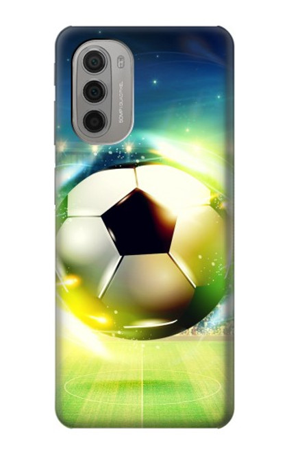 W3844 Glowing Football Soccer Ball Hülle Schutzhülle Taschen und Leder Flip für Motorola Moto G51 5G