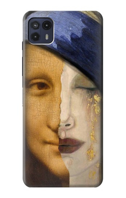 W3853 Mona Lisa Gustav Klimt Vermeer Hülle Schutzhülle Taschen und Leder Flip für Motorola Moto G50 5G