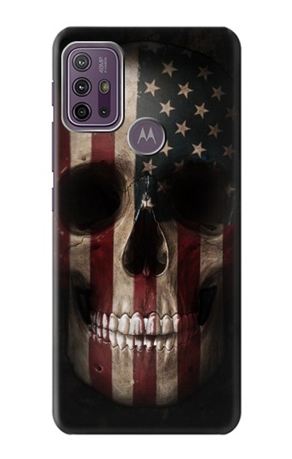 W3850 American Flag Skull Hülle Schutzhülle Taschen und Leder Flip für Motorola Moto G10 Power