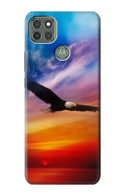 W3841 Bald Eagle Flying Colorful Sky Hülle Schutzhülle Taschen und Leder Flip für Motorola Moto G9 Power