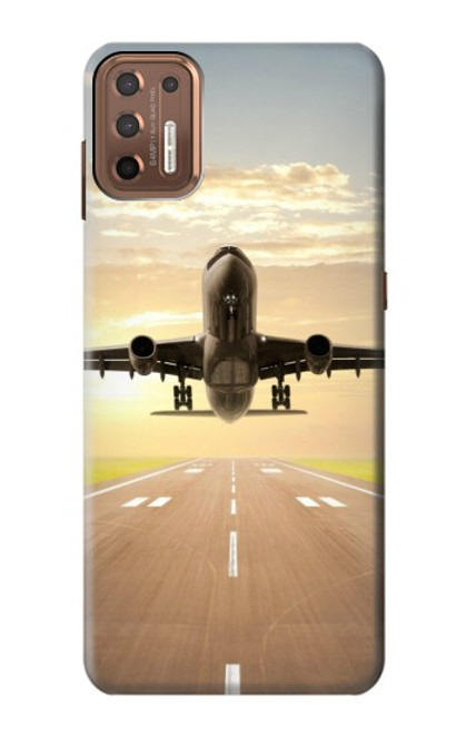 W3837 Airplane Take off Sunrise Hülle Schutzhülle Taschen und Leder Flip für Motorola Moto G9 Plus