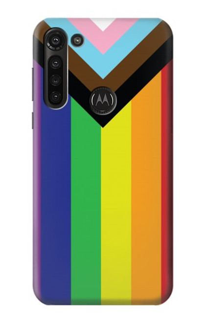 W3846 Pride Flag LGBT Hülle Schutzhülle Taschen und Leder Flip für Motorola Moto G8 Power