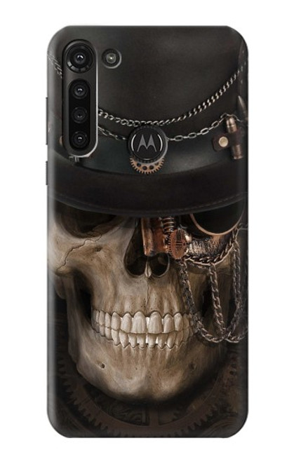 W3852 Steampunk Skull Hülle Schutzhülle Taschen und Leder Flip für Motorola Moto G8 Power
