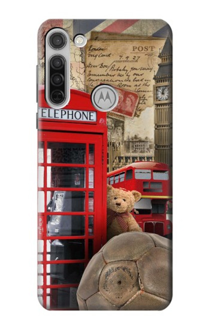 W3856 Vintage London British Hülle Schutzhülle Taschen und Leder Flip für Motorola Moto G8