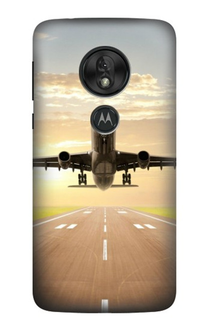 W3837 Airplane Take off Sunrise Hülle Schutzhülle Taschen und Leder Flip für Motorola Moto G7 Play