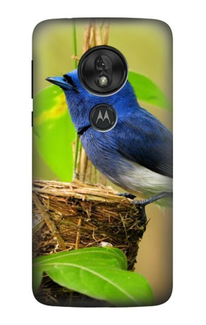 W3839 Bluebird of Happiness Blue Bird Hülle Schutzhülle Taschen und Leder Flip für Motorola Moto G7 Play