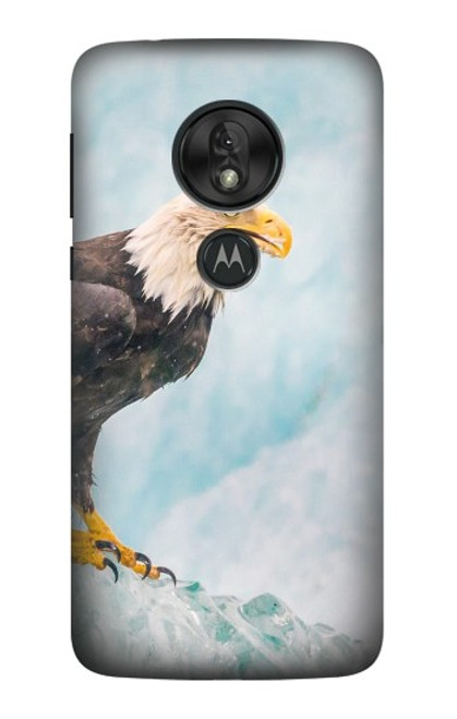 W3843 Bald Eagle On Ice Hülle Schutzhülle Taschen und Leder Flip für Motorola Moto G7 Play