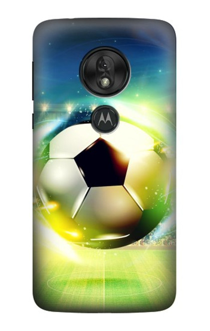 W3844 Glowing Football Soccer Ball Hülle Schutzhülle Taschen und Leder Flip für Motorola Moto G7 Play