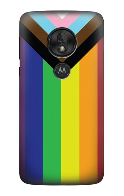 W3846 Pride Flag LGBT Hülle Schutzhülle Taschen und Leder Flip für Motorola Moto G7 Play