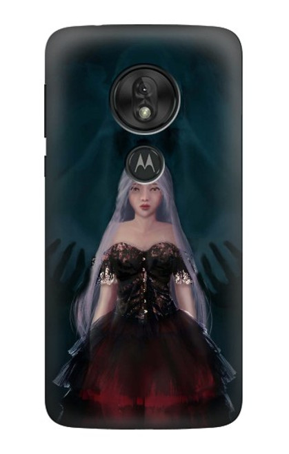 W3847 Lilith Devil Bride Gothic Girl Skull Grim Reaper Hülle Schutzhülle Taschen und Leder Flip für Motorola Moto G7 Play