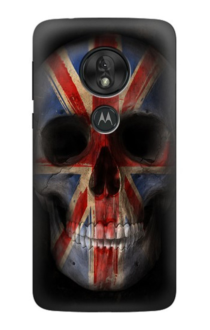 W3848 United Kingdom Flag Skull Hülle Schutzhülle Taschen und Leder Flip für Motorola Moto G7 Power