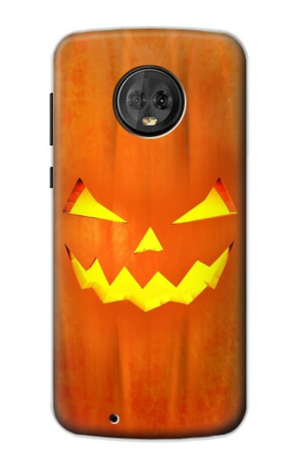 W3828 Pumpkin Halloween Hülle Schutzhülle Taschen und Leder Flip für Motorola Moto G6