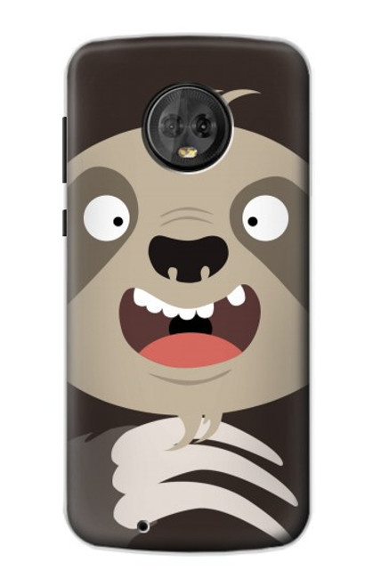W3855 Sloth Face Cartoon Hülle Schutzhülle Taschen und Leder Flip für Motorola Moto G6