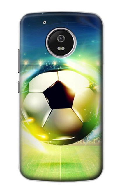 W3844 Glowing Football Soccer Ball Hülle Schutzhülle Taschen und Leder Flip für Motorola Moto G5