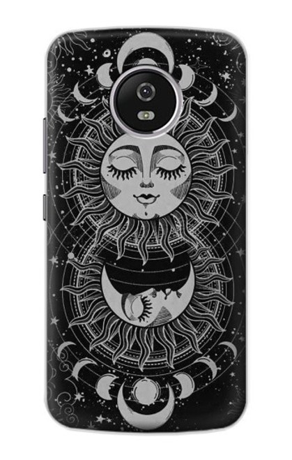 W3854 Mystical Sun Face Crescent Moon Hülle Schutzhülle Taschen und Leder Flip für Motorola Moto G5