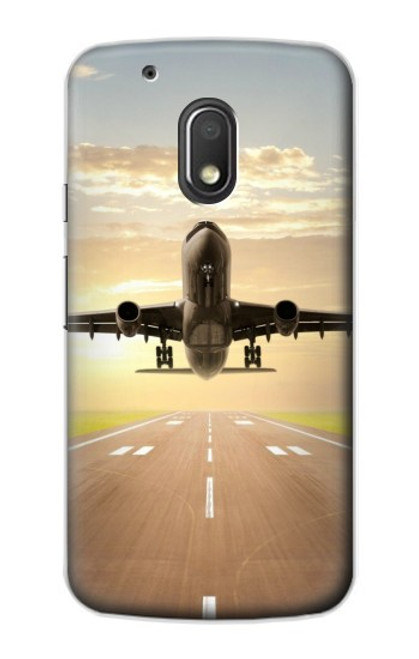 W3837 Airplane Take off Sunrise Hülle Schutzhülle Taschen und Leder Flip für Motorola Moto G4 Play