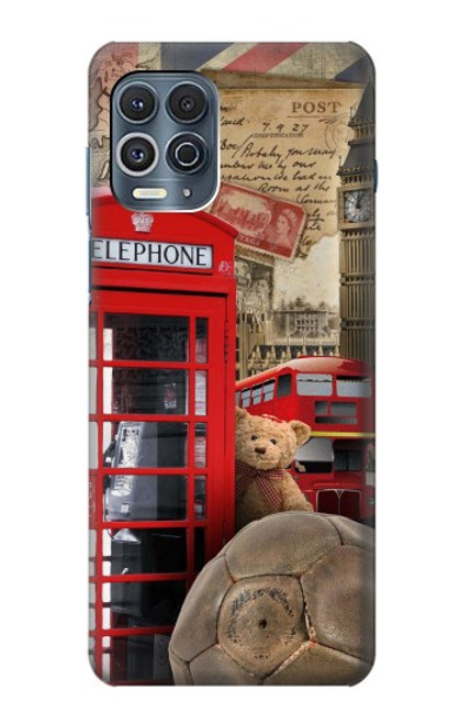 W3856 Vintage London British Hülle Schutzhülle Taschen und Leder Flip für Motorola Edge S