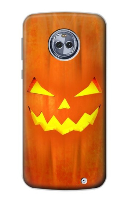 W3828 Pumpkin Halloween Hülle Schutzhülle Taschen und Leder Flip für Motorola Moto X4