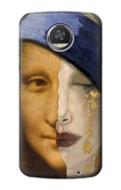 W3853 Mona Lisa Gustav Klimt Vermeer Hülle Schutzhülle Taschen und Leder Flip für Motorola Moto Z2 Play, Z2 Force