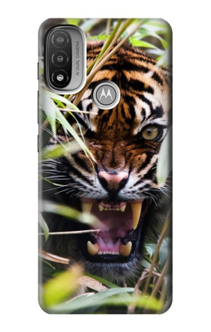 W3838 Barking Bengal Tiger Hülle Schutzhülle Taschen und Leder Flip für Motorola Moto E20,E30,E40