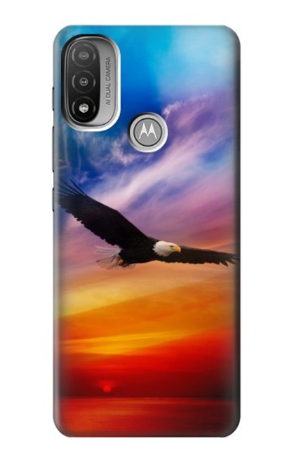 W3841 Bald Eagle Flying Colorful Sky Hülle Schutzhülle Taschen und Leder Flip für Motorola Moto E20,E30,E40