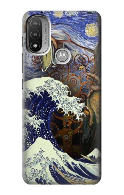 W3851 World of Art Van Gogh Hokusai Da Vinci Hülle Schutzhülle Taschen und Leder Flip für Motorola Moto E20,E30,E40