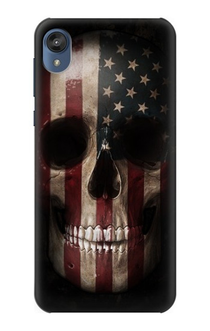 W3850 American Flag Skull Hülle Schutzhülle Taschen und Leder Flip für Motorola Moto E6, Moto E (6th Gen)