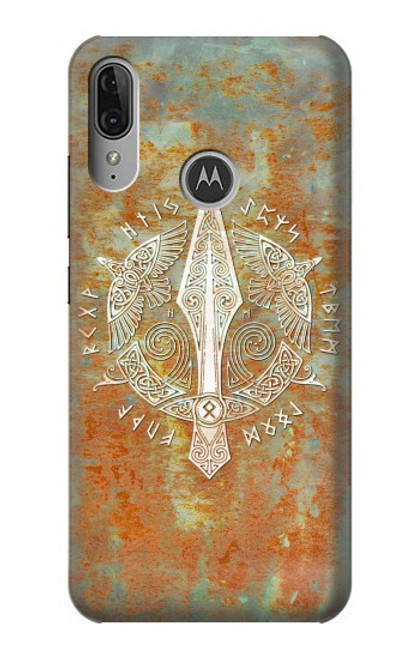 W3827 Gungnir Spear of Odin Norse Viking Symbol Hülle Schutzhülle Taschen und Leder Flip für Motorola Moto E6 Plus, Moto E6s