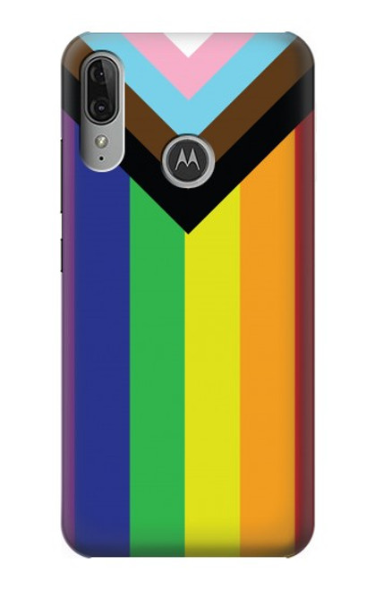 W3846 Pride Flag LGBT Hülle Schutzhülle Taschen und Leder Flip für Motorola Moto E6 Plus, Moto E6s