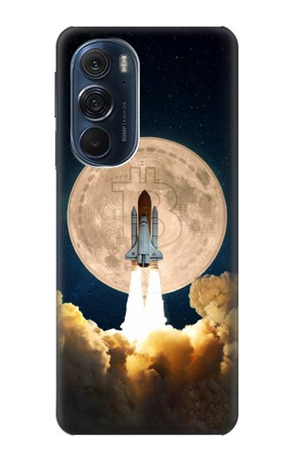 W3859 Bitcoin to the Moon Hülle Schutzhülle Taschen und Leder Flip für Motorola Edge X30