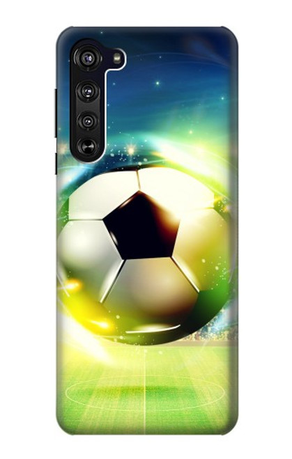 W3844 Glowing Football Soccer Ball Hülle Schutzhülle Taschen und Leder Flip für Motorola Edge