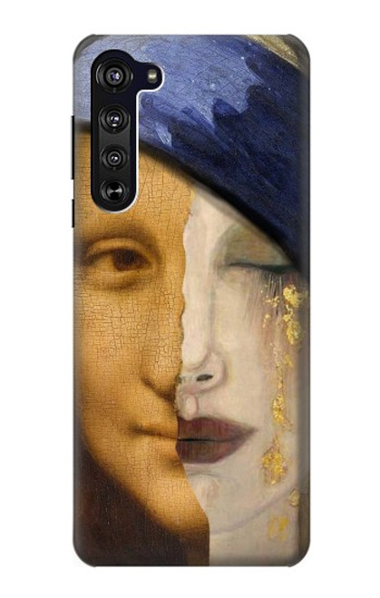 W3853 Mona Lisa Gustav Klimt Vermeer Hülle Schutzhülle Taschen und Leder Flip für Motorola Edge