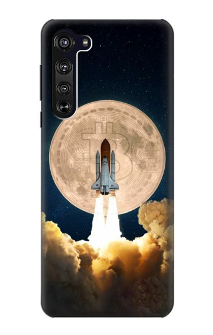 W3859 Bitcoin to the Moon Hülle Schutzhülle Taschen und Leder Flip für Motorola Edge