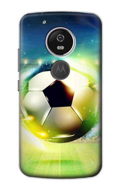 W3844 Glowing Football Soccer Ball Hülle Schutzhülle Taschen und Leder Flip für Motorola Moto G6 Play, Moto G6 Forge, Moto E5