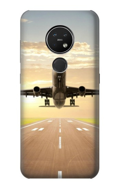 W3837 Airplane Take off Sunrise Hülle Schutzhülle Taschen und Leder Flip für Nokia 7.2