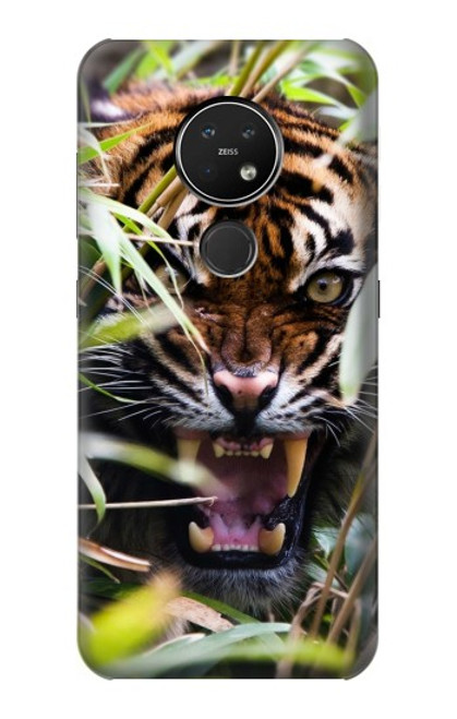 W3838 Barking Bengal Tiger Hülle Schutzhülle Taschen und Leder Flip für Nokia 7.2