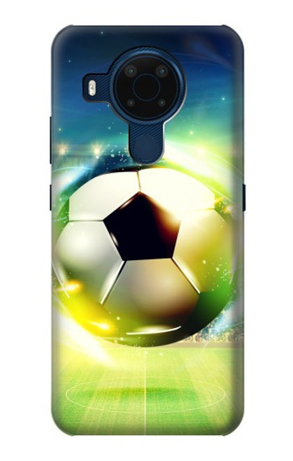 W3844 Glowing Football Soccer Ball Hülle Schutzhülle Taschen und Leder Flip für Nokia 5.4