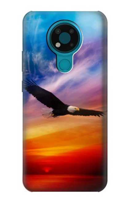 W3841 Bald Eagle Flying Colorful Sky Hülle Schutzhülle Taschen und Leder Flip für Nokia 3.4