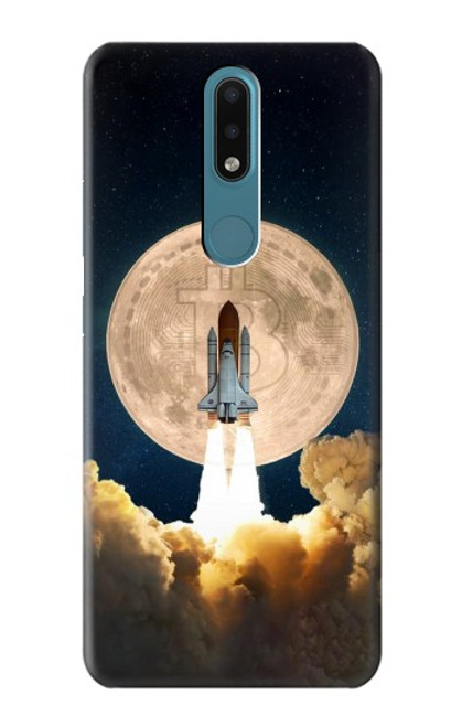 W3859 Bitcoin to the Moon Hülle Schutzhülle Taschen und Leder Flip für Nokia 2.4