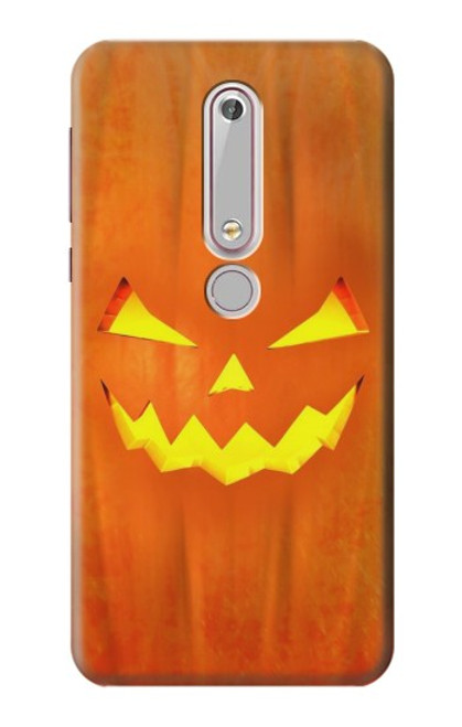 W3828 Pumpkin Halloween Hülle Schutzhülle Taschen und Leder Flip für Nokia 6.1, Nokia 6 2018