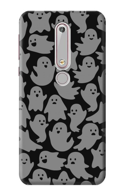 W3835 Cute Ghost Pattern Hülle Schutzhülle Taschen und Leder Flip für Nokia 6.1, Nokia 6 2018