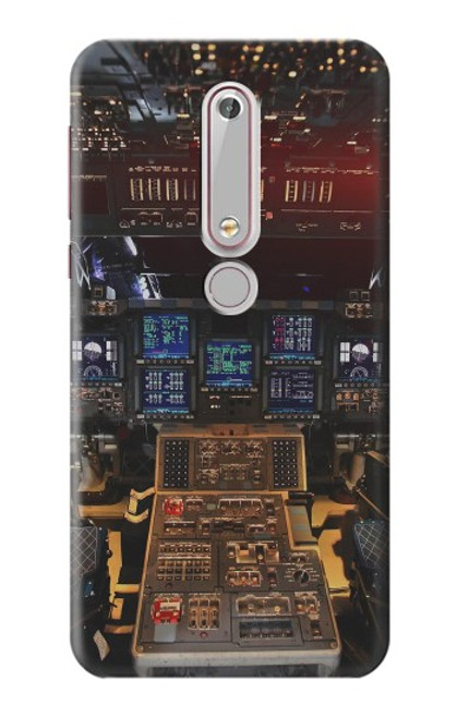W3836 Airplane Cockpit Hülle Schutzhülle Taschen und Leder Flip für Nokia 6.1, Nokia 6 2018