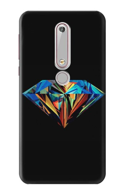 W3842 Abstract Colorful Diamond Hülle Schutzhülle Taschen und Leder Flip für Nokia 6.1, Nokia 6 2018