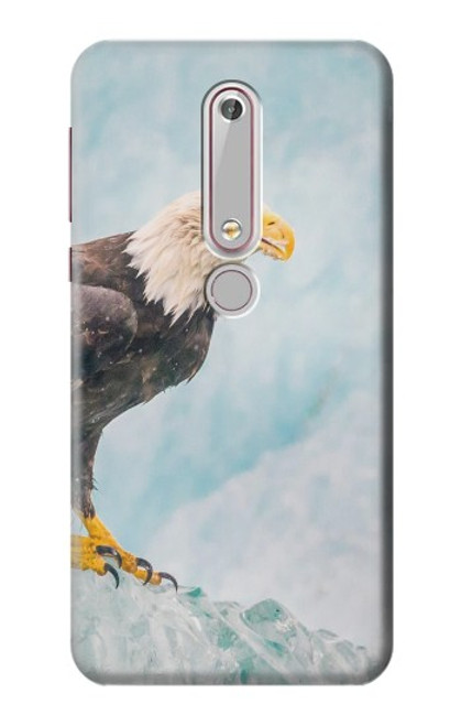 W3843 Bald Eagle On Ice Hülle Schutzhülle Taschen und Leder Flip für Nokia 6.1, Nokia 6 2018